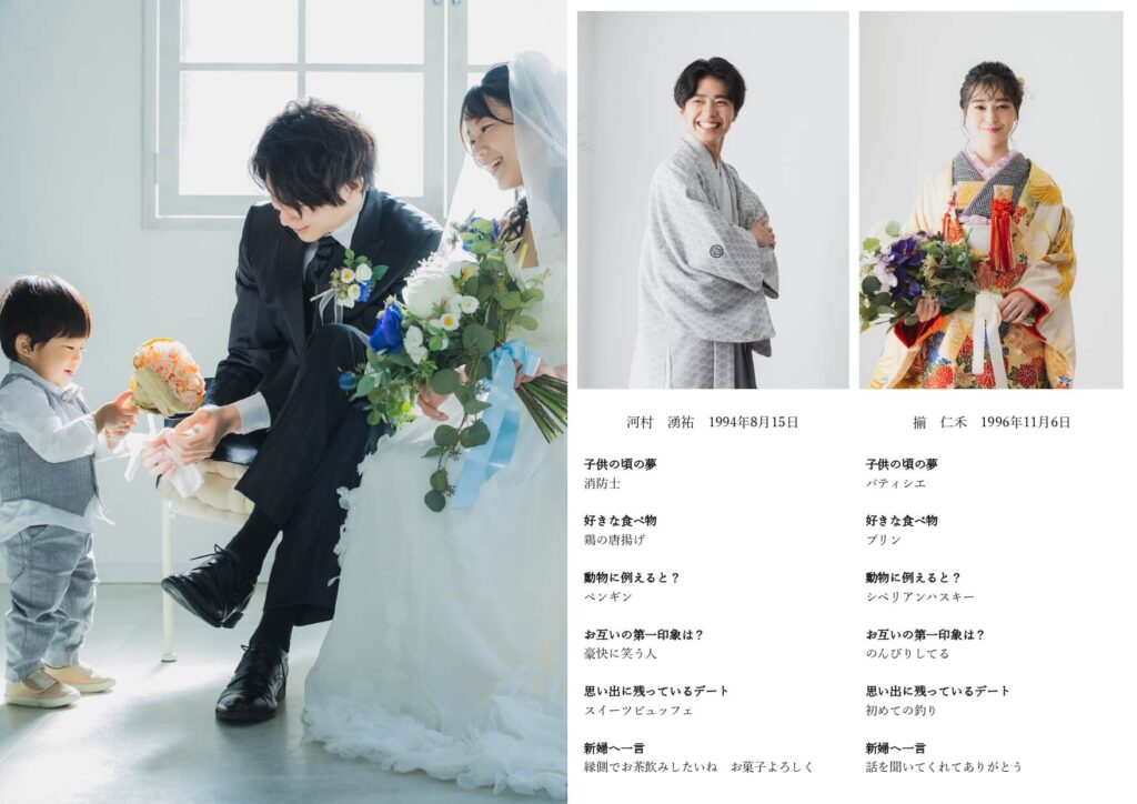 パワポで作れる♪結婚式プロフィールブック無料テンプレートの写真ページとプロフィールページ